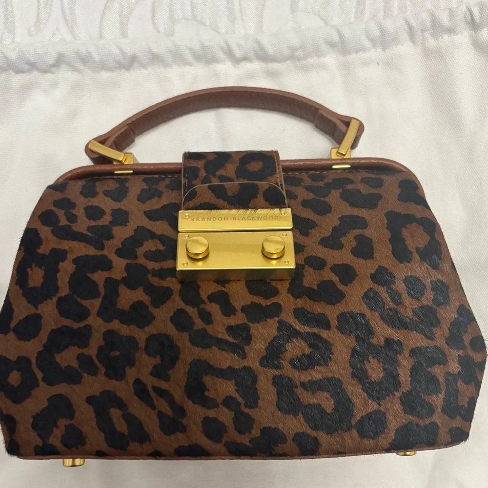 Like New Brandon Blackwood Elizabeth Leopard Calf Hair Doctor Satchel Bag - Picture 3 of 8